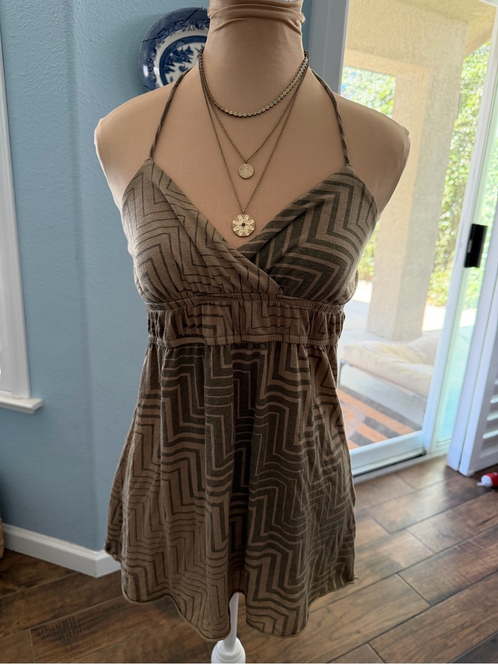 Urban Outfitters Brown Geo-Print Halter One-Piece